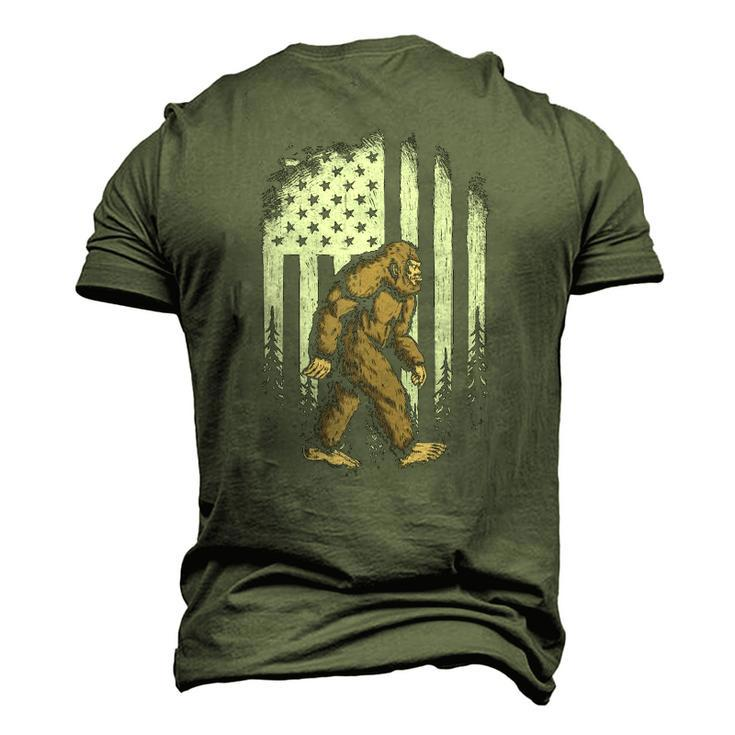 Bigfoot American Flag 4Th Of July Retro Vintage Sasquatch Men's 3D T-Shirt Back Print