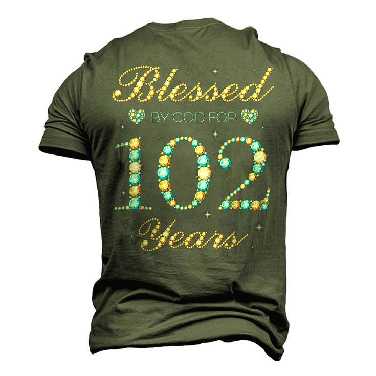Blessed By God For 102 Years Old 102Nd Birthday Party Cute Men's 3D T-shirt Back Print