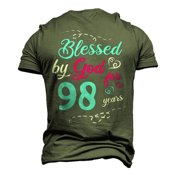 Blessed By God For 98 Years 98Th Birthday Party Celebration Men's 3D T-shirt Back Print