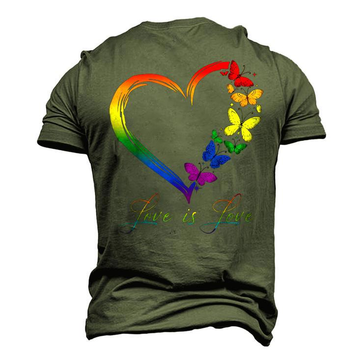 Butterfly Heart Rainbow Love Is Love Lgbt Gay Lesbian Pride Men's 3D T-Shirt Back Print
