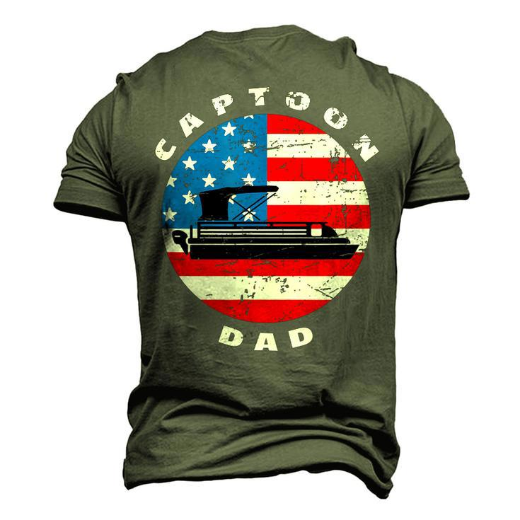 Mens Captoon Dad Pontoon Boat Captain Us Flag 4Th Of July Boating Men's 3D T-shirt Back Print
