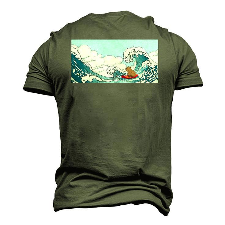 The Capybara On Great Wave Men's 3D T-Shirt Back Print