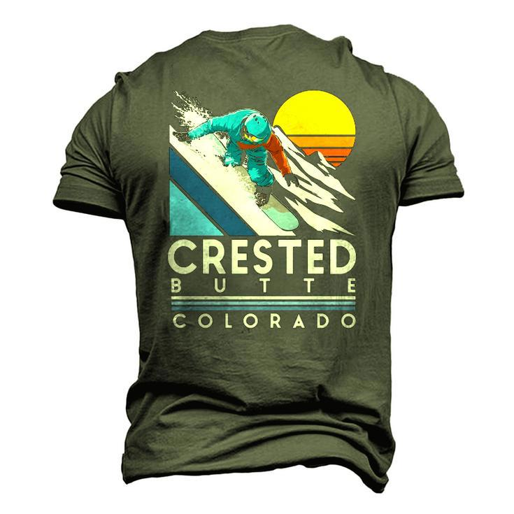 Crested Butte Colorado Retro Snowboard Men's 3D T-Shirt Back Print