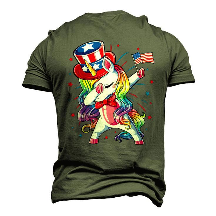 Dabbing Unicorn 4Th Of July Independence Day Men's 3D Print Graphic Crewneck Short Sleeve T-shirt