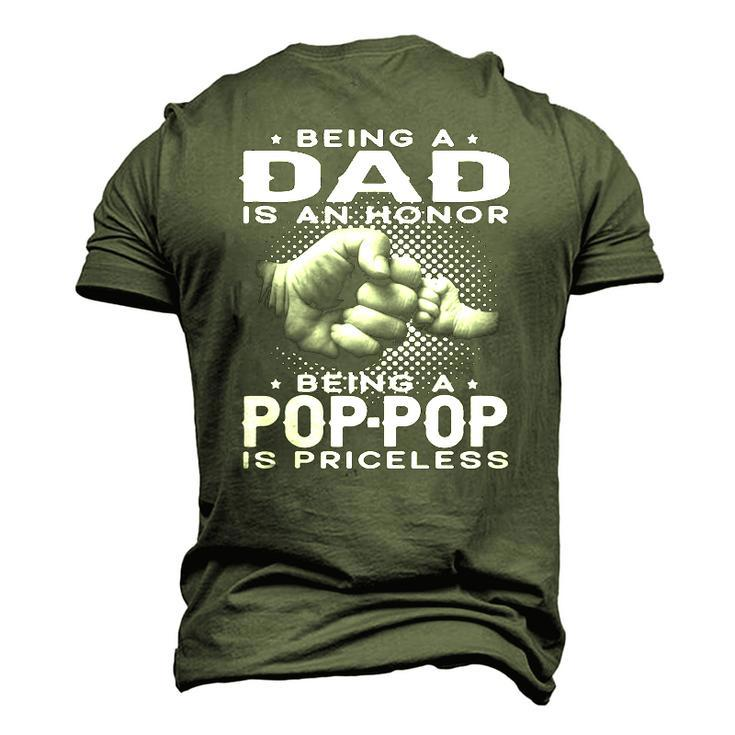 Mens Being A Dad Is An Honor Being A Pop-Pop Is Priceless Grandpa Men's 3D T-Shirt Back Print