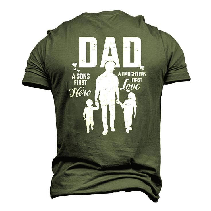 Mens Dad Sons First Hero Daughters Love For Fathers Day Men's 3D T-Shirt Back Print