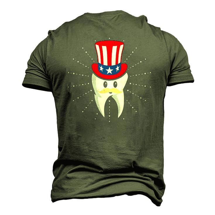 Dental Tooth Hat 4Th Of July Usa Flag Dentist Men's 3D T-Shirt Back Print