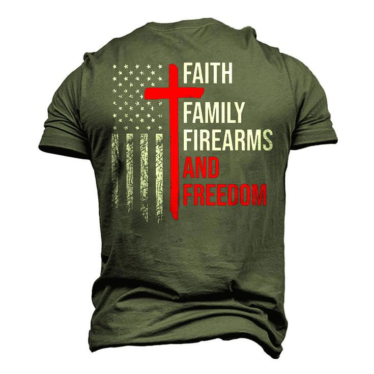 Faith Family Firearms And Freedom 4Th Of July Flag Christian Men's 3D T-shirt Back Print