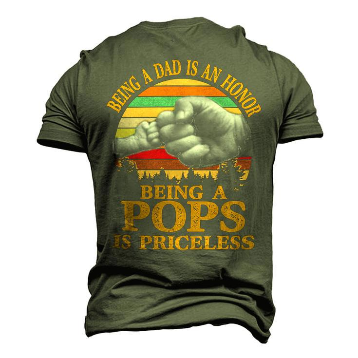 Father Grandpa Being A Dad Is An Honor Being A Pops Is Priceless 248 Family Dad Men's 3D Print Graphic Crewneck Short Sleeve T-shirt