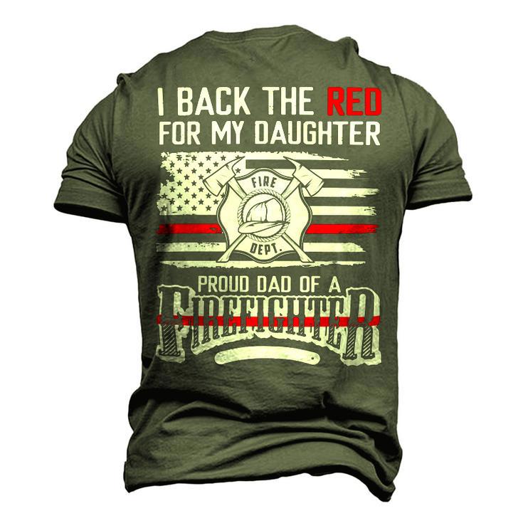 Father Grandpa I Back The Red For My Daughter Proud Firefighter Dad 186 Family Dad Men's 3D Print Graphic Crewneck Short Sleeve T-shirt