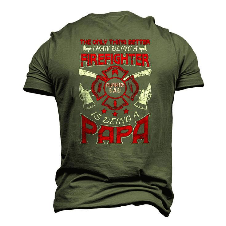 Firefighter Papa Fire Fighter Dad For Fathers Day Fireman Men's 3D T-Shirt Back Print