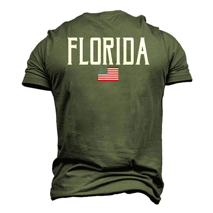 Florida American Flag Vintage White Text Men's 3D T-Shirt Back Print