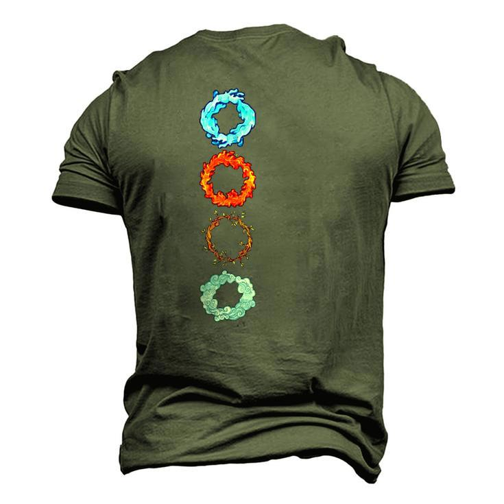 Four Elements Air Earth Fire Water Ancient Alchemy Symbols Men's 3D T-Shirt Back Print