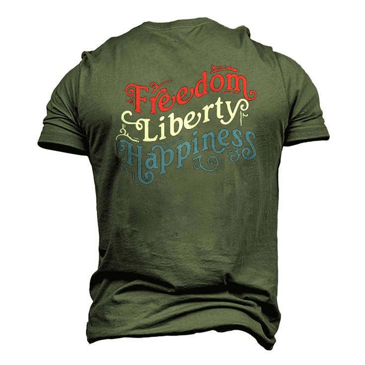 Freedom Liberty Happiness Red White And Blue Men's 3D T-Shirt Back Print