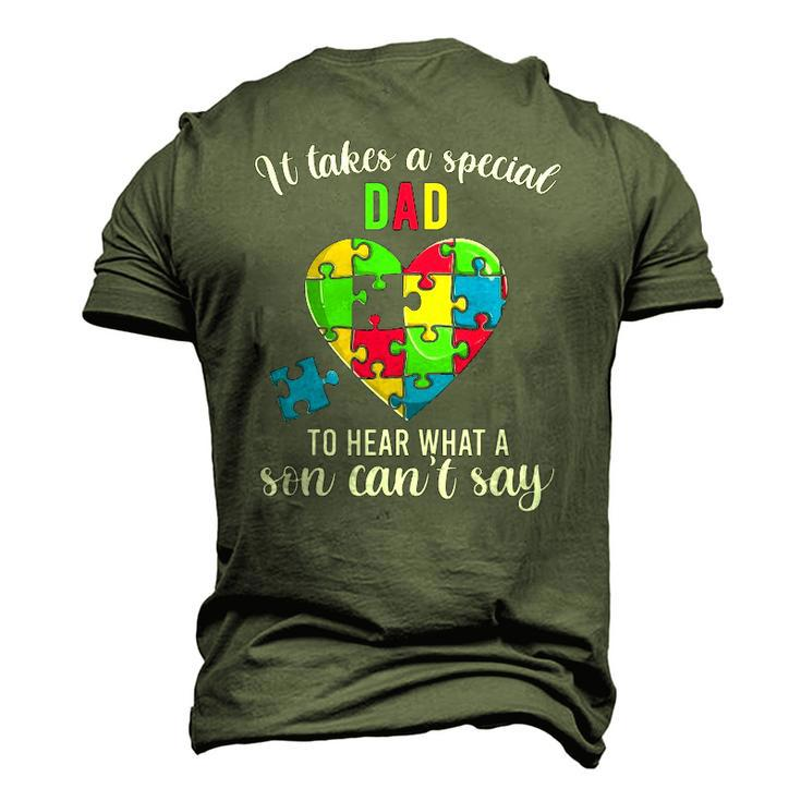 Fun Heart Puzzle S Dad Autism Awareness Support Men's 3D T-Shirt Back Print