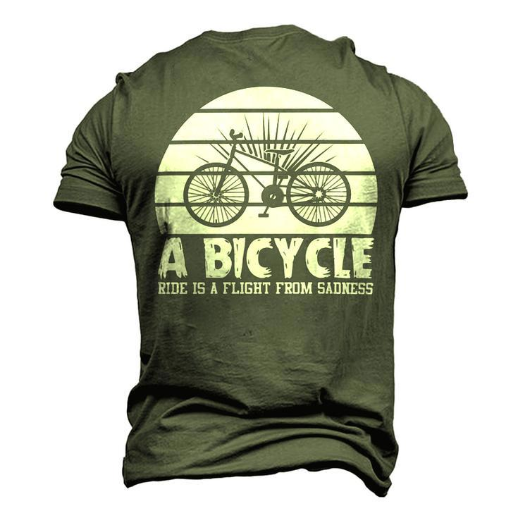 Funny Bicycle I Ride Fun Hobby Race Quote A Bicycle Ride Is A Flight From Sadness Men's 3D Print Graphic Crewneck Short Sleeve T-shirt