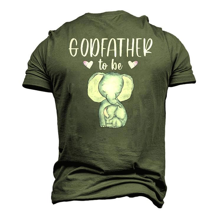 Mens Godfather To Be Elephant Baby Shower Men's 3D T-Shirt Back Print