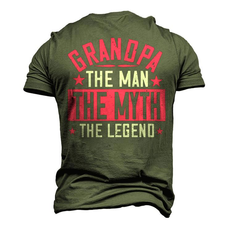 Grandpa The Man Themyth The Legend Papa T-Shirt Fathers Day Gift Men's 3D Print Graphic Crewneck Short Sleeve T-shirt