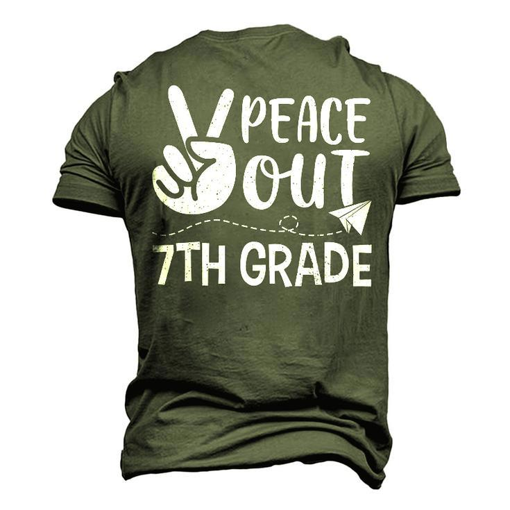 Happy Last Day Of School Retro Peace Out 7Th Grade Men's 3D T-Shirt Back Print