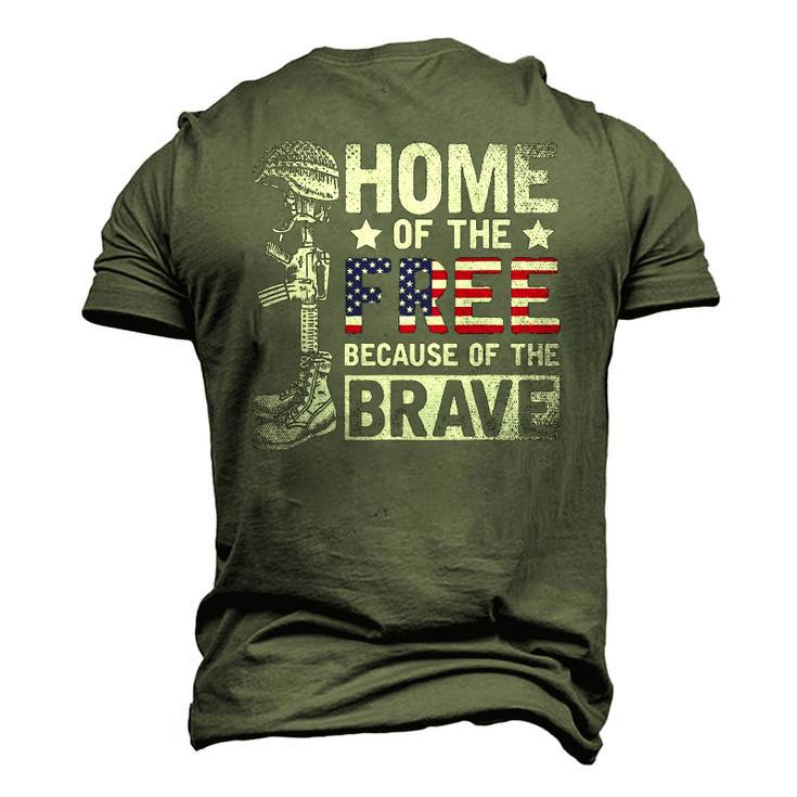 Mens Home Of The Free Because Of The Brave Proud Veteran Soldier Men's 3D T-Shirt Back Print