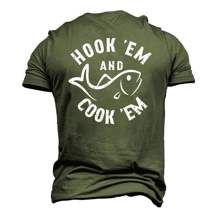 Hookem And Cookem Fishing Men's 3D T-Shirt Back Print