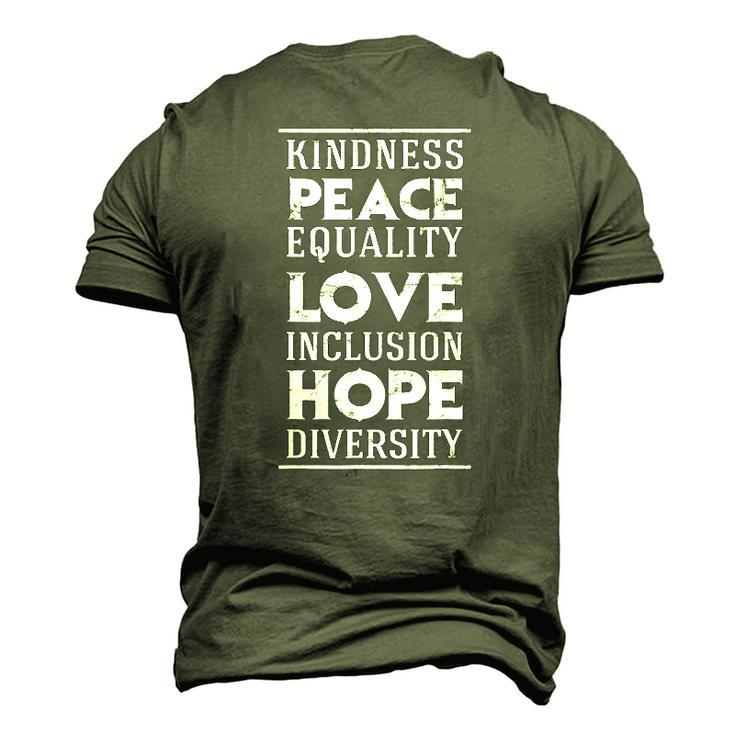 Human Kindness Peace Equality Love Inclusion Diversity Men's 3D T-Shirt Back Print