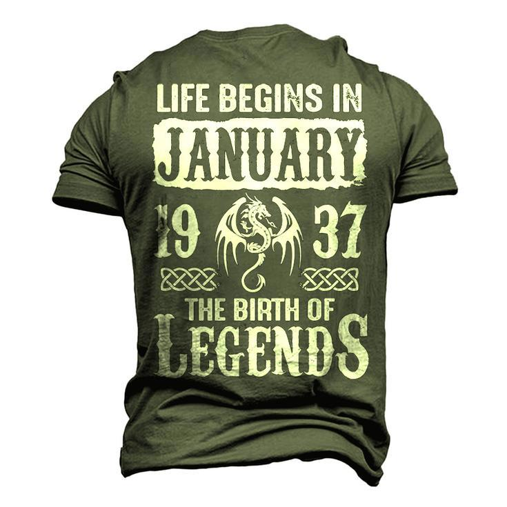January 1937 Birthday Life Begins In January 1937 Men's 3D T-shirt Back Print