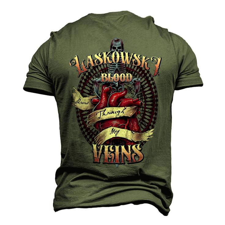 Laskowski Blood Runs Through My Veins Name Men's 3D Print Graphic Crewneck Short Sleeve T-shirt