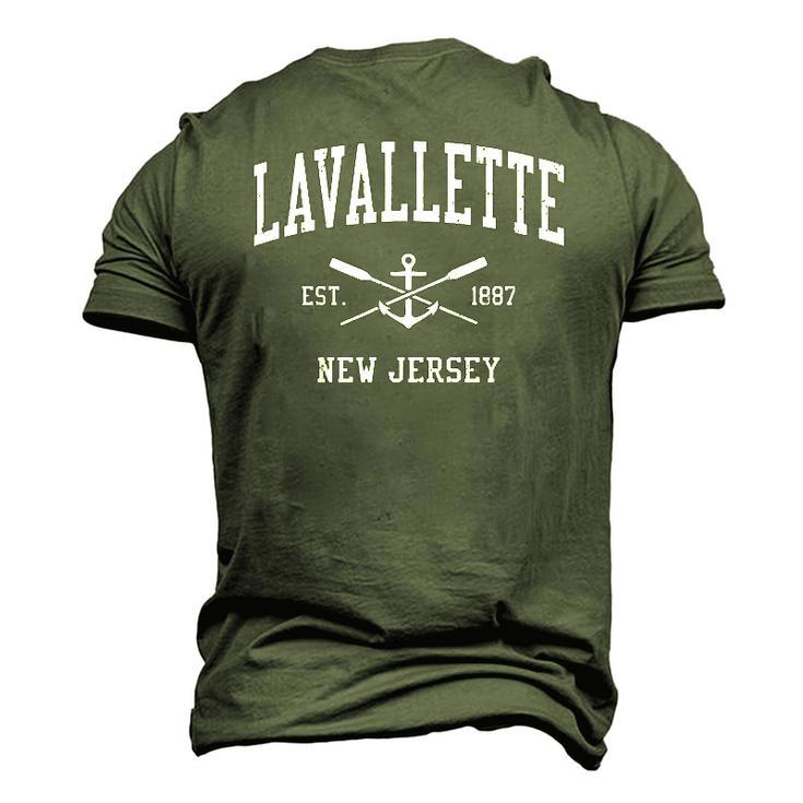 Lavallette Nj Vintage Crossed Oars & Boat Anchor Sports Men's 3D T-Shirt Back Print