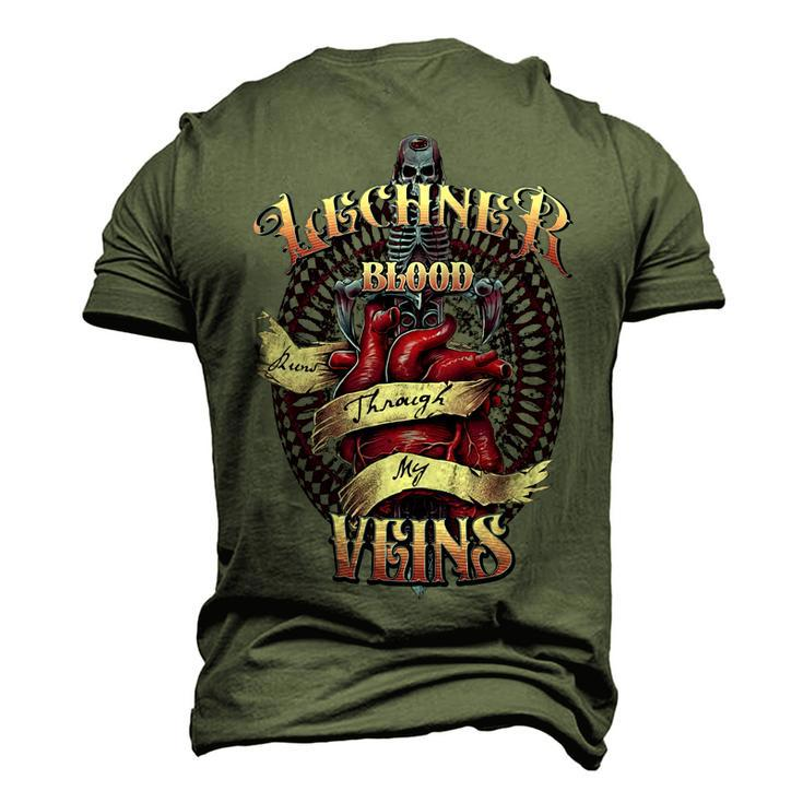 Lechner Blood Runs Through My Veins Name Men's 3D Print Graphic Crewneck Short Sleeve T-shirt