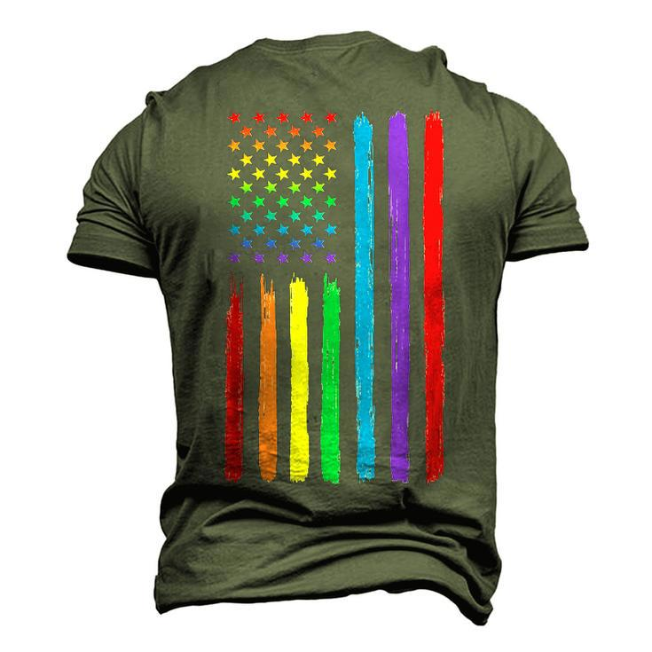 Lgbtq American Flag Pride Rainbow Gay Lesbian Bi Transgender Men's 3D T-Shirt Back Print