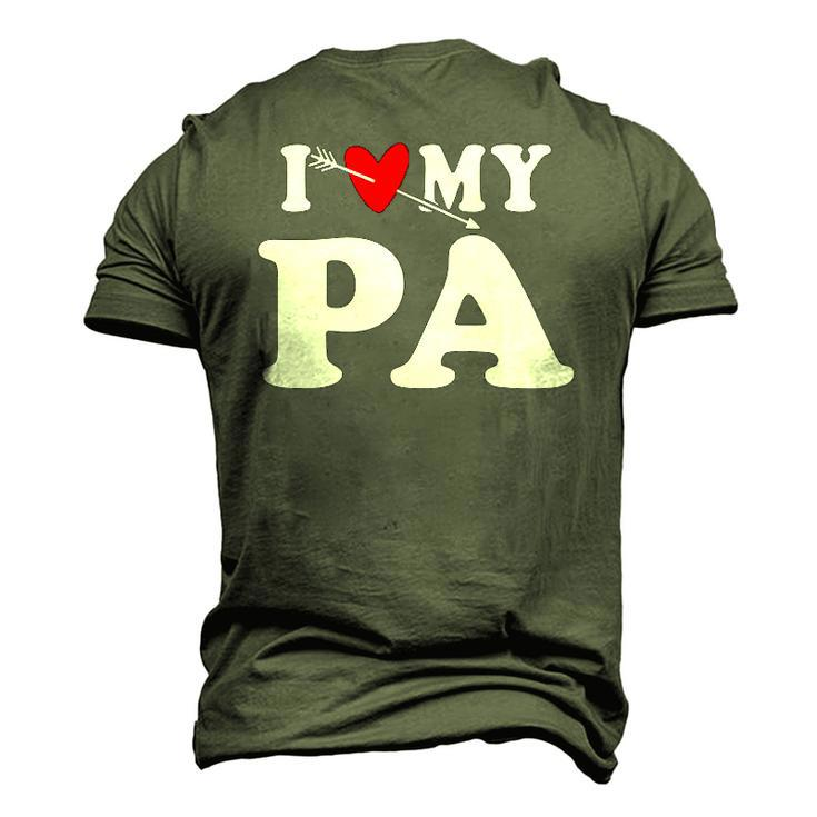 I Love My Pa With Heart Fathers Day Wear For Kid Boy Girl Men's 3D T-Shirt Back Print