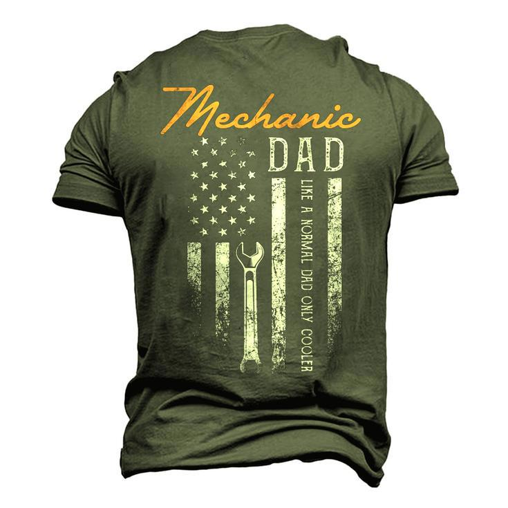 Mens Mechanic Dad Like A Normal Dad Only Cooler Usa Flag Men's 3D T-Shirt Back Print