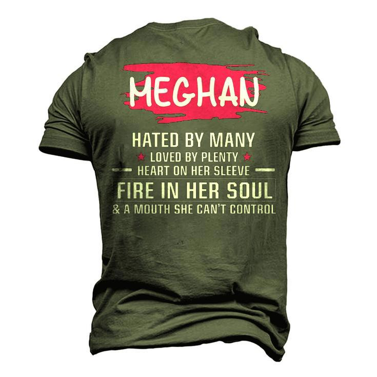 Meghan Name Meghan Hated By Many Loved By Plenty Heart On Her Sleeve Men's 3D T-shirt Back Print