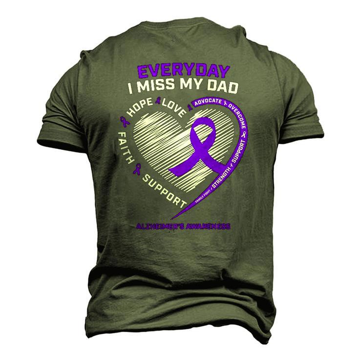 In Memory Dad Purple Alzheimers Awareness Men's 3D T-Shirt Back Print