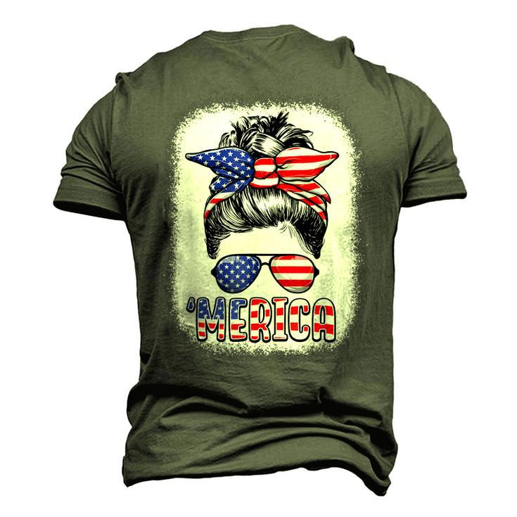 Merica Messy Bun Women Girls American Flag Usa 4Th Of July Men's 3D T-shirt Back Print