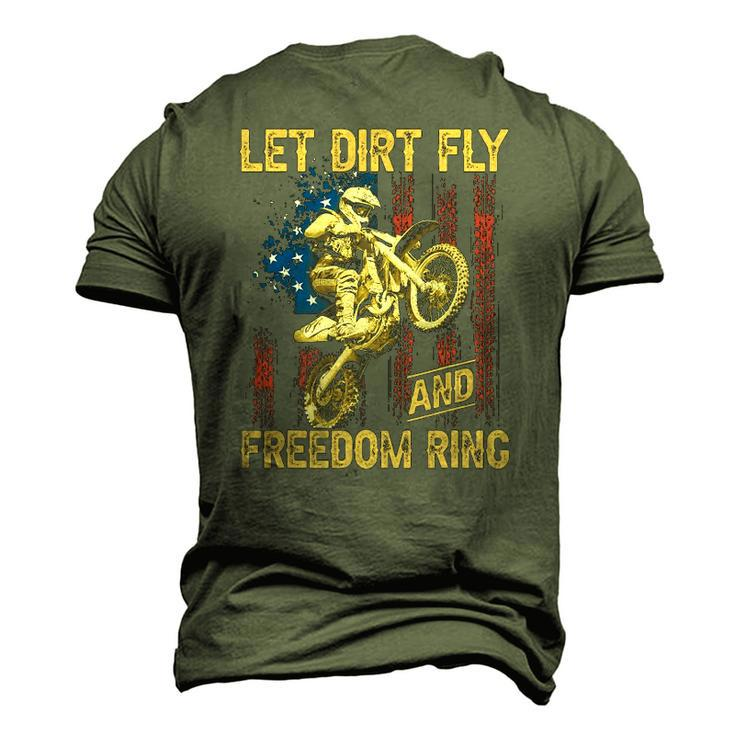 Motorcycle Let Dirt Fly And Freedom Ring Independence Day Men's 3D T-Shirt Back Print