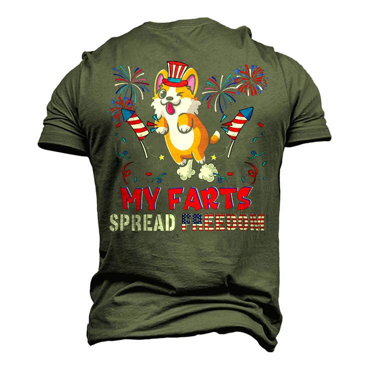 My Farts Spread Freedom Funny American Flag Corgi Fireworks Men's 3D Print Graphic Crewneck Short Sleeve T-shirt