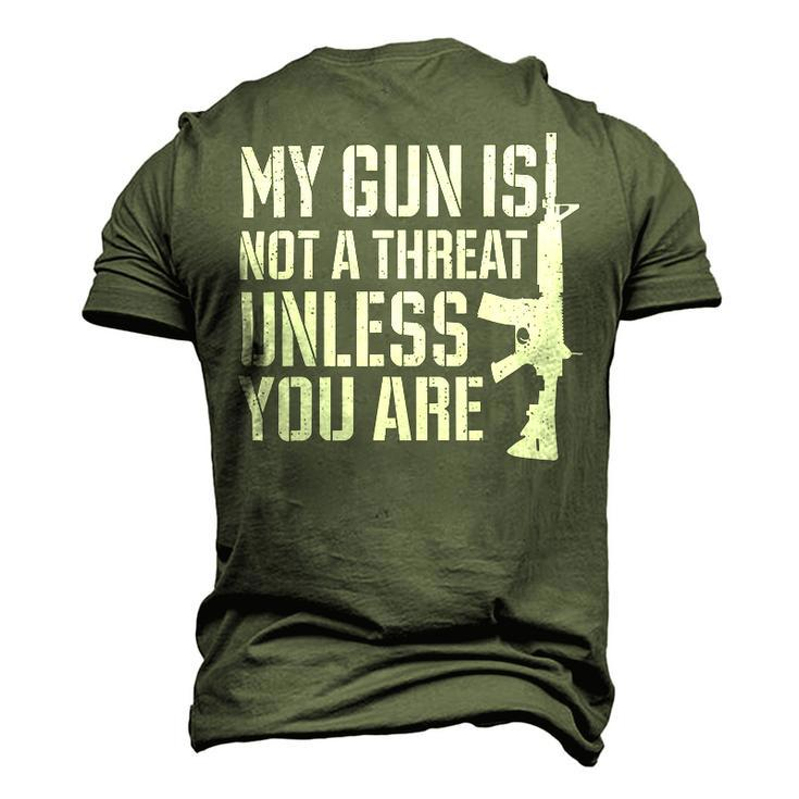 My Gun Is Not A Threat Unless You Are- Veteran Shirts T-Shirt Men's 3D Print Graphic Crewneck Short Sleeve T-shirt