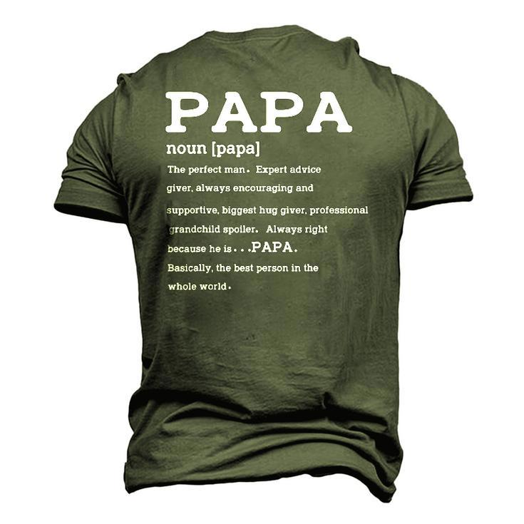 Mens Papa Definition Noun Nutrition Fathers Day Grandpa Men's 3D T-Shirt Back Print
