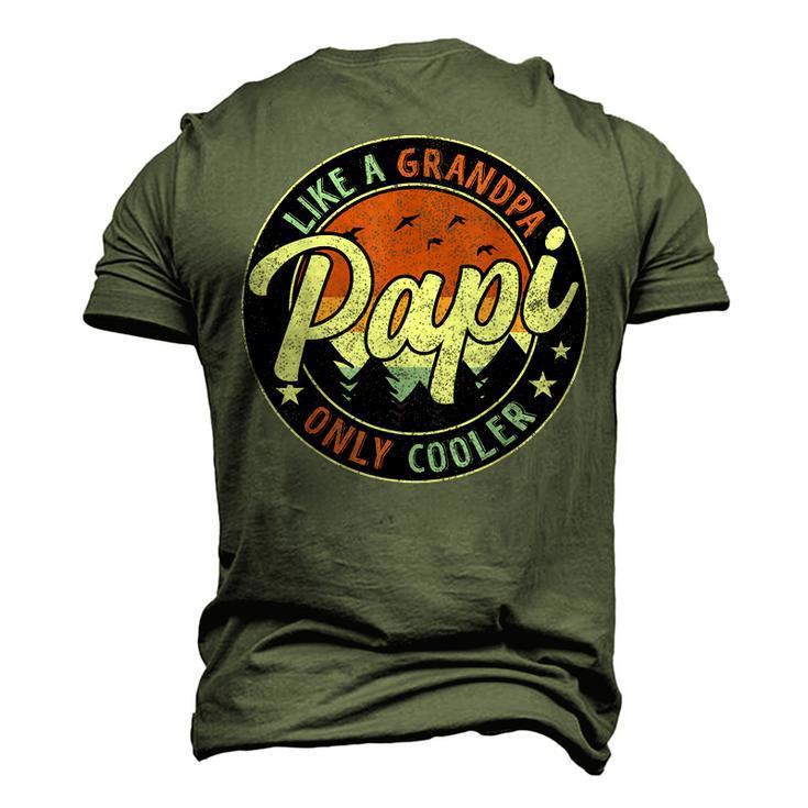 Papi Like A Grandpa Only Cooler Vintage Retro Fathers Day Men's 3D T-Shirt Back Print