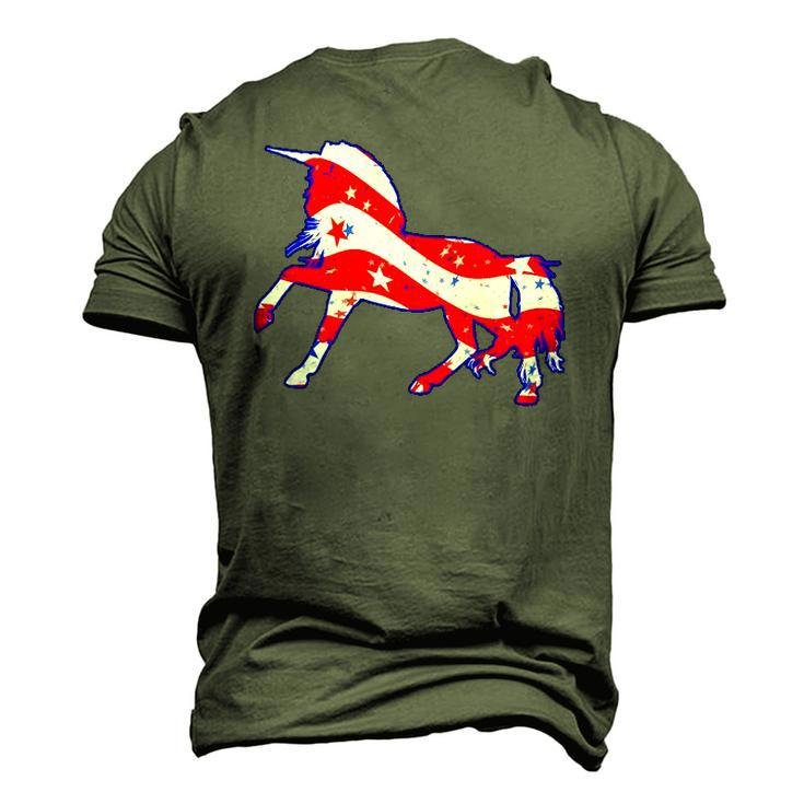 Patriotic Unicorn Memorial Day And 4Th Of July Men's 3D T-Shirt Back Print
