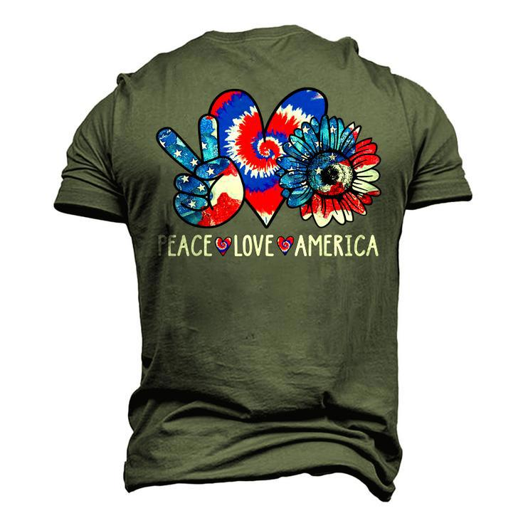 Peace Love America Sunflower Patriotic Tie Dye 4Th Of July Men's 3D T-Shirt Back Print