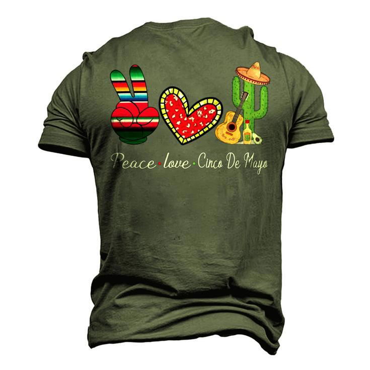 Peace Love Cinco De Mayo Funny Men's 3D Print Graphic Crewneck Short Sleeve T-shirt