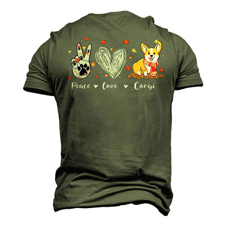 Peace Love Corgi Funny Corgi Dog Lover Pumpkin Fall Season Men's 3D Print Graphic Crewneck Short Sleeve T-shirt