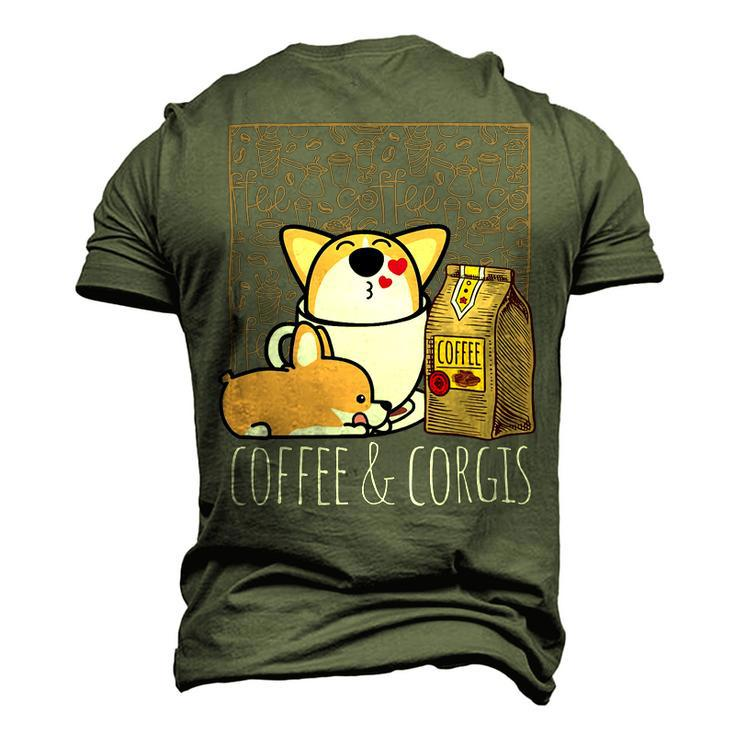 Pembroke Welsh Corgi Dog Coffee Lover Caffeine Corgi Mom Dad V4 Men's 3D Print Graphic Crewneck Short Sleeve T-shirt