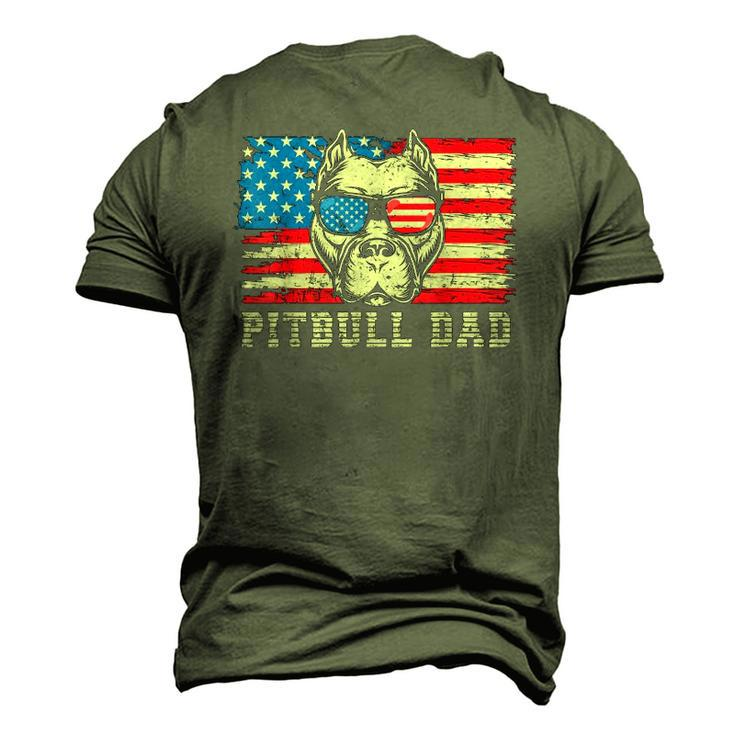 Mens Pitbull Dad American Pit Bull Dog Us Flag 4Th Of July Men's 3D T-Shirt Back Print