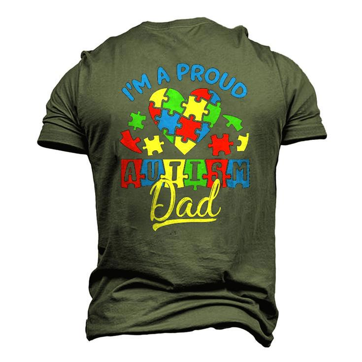 Proud Autism Dad Awareness Father Day Autistic Son Daughter Men's 3D T-Shirt Back Print