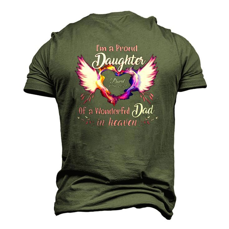 Im A Proud Daughter Of A Wonderful Dad In Heaven David 1986 2021 Angel Wings Heart Men's 3D T-Shirt Back Print