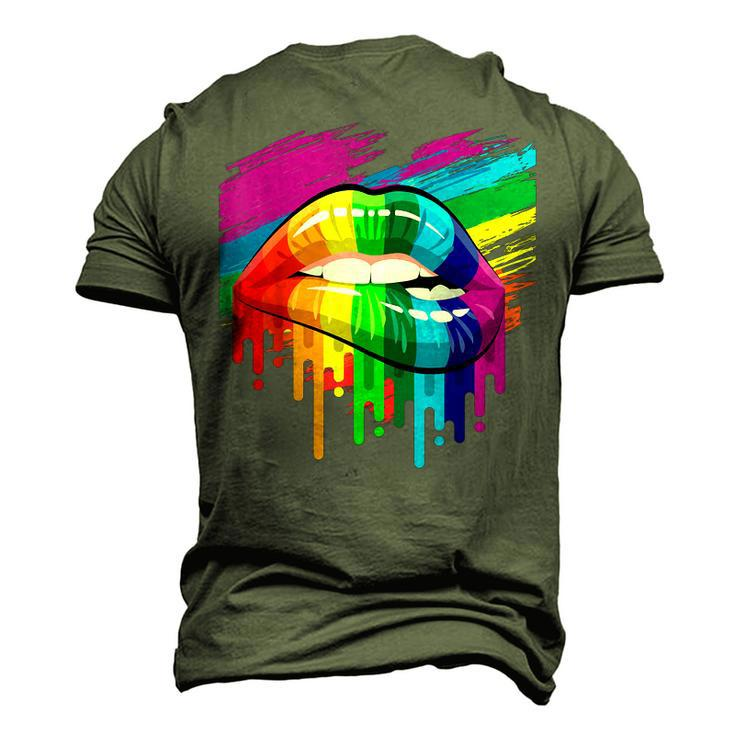 Rainbow Lips Lgbt Pride Month Rainbow Flag Men's 3D T-Shirt Back Print